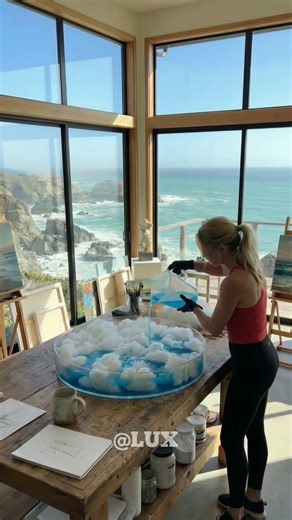 Turning Wood Into an Ocean Table 🌊 Epoxy Resin Magic #satisfying