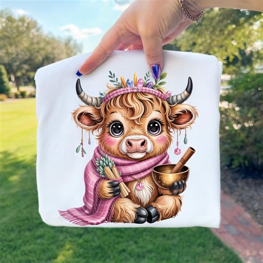 Spa Cow PNG, Cute Highland Cow Graphic, Boho Cow With Crystals, Cozy Self Care Cow Design, Wellness Cow, DTF Highland Cow Cottagecore Png - Etsy