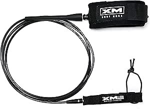 Longneck Surfboard Leash 8ft-10ft, COMP Cord Thickness (.220in), Ideal for Longboards, Maneuver Without Stepping on Cord, Key Pocket, Unbreakable Swivel, Detachable Railsaver, Made in USA