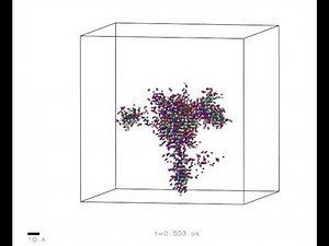 Animation showing a collision cascade in uranium dioxide