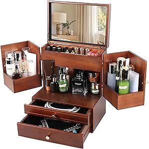 Makeup Organizer Countertop, Wooden Skin Care Organizer, Cosmetic Display Cases, Dresser Organizer, Make Up Organizers for Vanity, Dresser, Countertop
