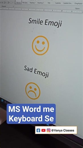 Keyboard se MS Word me ☺️ and ☹️ emoji