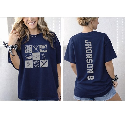 Custom Baseball Icon Design, Personalized Name and Number, Comfort Colors® Unisex T-shirt - Etsy