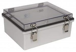 BUD Industries PTH-22422-C Fiberglass Hinged Box, Standard Orientation 10.87" L x 8.86" W x 4.72" H, Gray