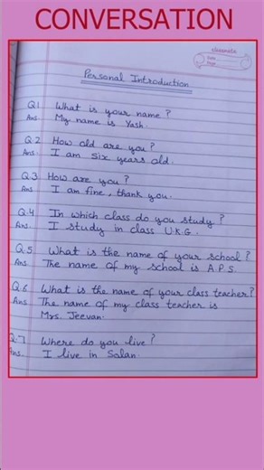 conversation questions for UKG class । conversation in English #shorts #education #englishgrammar