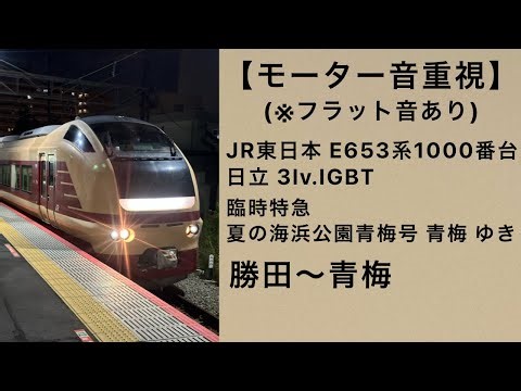 【モーター音重視】JR東日本E653系1000番台走行音 臨時特急 夏の海浜公園青梅号 青梅ゆき 勝田～青梅 日立3lv.IGBT