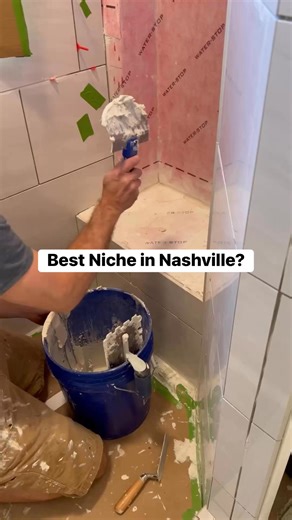 Easily my favorite part of our shower build so far #tile #diy #custom #bathroom #shower #remodel #renovation | RLLWoodworks and DIY