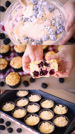 That Streusel Crunch on These Blackberry Muffins Though 🫐✨ #bakingreels #satisfying #asmr
