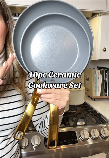 POV: You finally upgraded your cookware and now you actually want to cook 🍳🔥 This 10 pc ceramic set is sleek, non-toxic, and wipes clean in seconds. Total kitchen glow-up. @Chef Power US #KitchenEssentials #CeramicCookware #CookingMadeEasy #HomeUpgrade