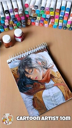 Mikasa x cartoonartist10m 🤩💓|| drawing mikasa from aot #aot #mikasa #eren #levi #viral #gojo