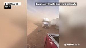 2.7K views · 57 reactions | Powerful winds gusting up to 80 mph kicked up a sudden and dangerous swirling dust storm Tuesday, causing a 10-vehicle pileup that killed a driver on US Highway 54 in the Oklahoma Panhandle. https://bit.ly/3lGN3yt | AccuWeather | Facebook