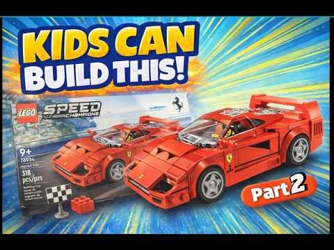 LEGO Ferrari F40 Build – Part 2! 🚗🔥 Midway Magic Begins! #lego #creativekids