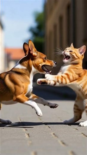 Small Dog vs Cat: The Brave Bark! 😤🐱🐶