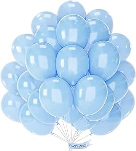 PartyWoo Pearl Light Blue Balloons 50 pcs 12 Inch Baby Pastel Blue Balloons for Graduation Baby Shower Gender Reveal Weddings Anniversary Under The Sea Theme Birthday Party Decorations Blue-Z02