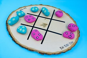 Tic Tac Toe Board Game with Rocks