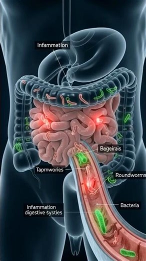Parasites Inside the Human Gut😱| 3D Animation of Intestinal Infection Explained #shorts #shortsfeed