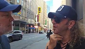Michael Schenker vocalist Roberto Dimitri Liapakis, RD, with the man on the Street in N.Y. with a QUICK Metal Voice shoutout | The Metal Voice