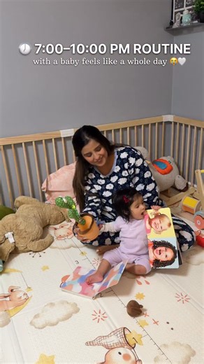 Nilaksha Mehta on Instagram: "7–10 PM with a baby feels like a whole day packed into 3 hours 😭🤍 Playtime, dinner, bath, milk, rocking… putting her to sleep, she wakes up… putting her again… she wakes up AGAIN 🥲 Finally when she sleeps, that’s when mom duties continue 💛 Every mom will understand this routine 🫶 #MomLife #EveningRoutine #BabyRoutine #NewMomLife #motherhoodunfiltered"