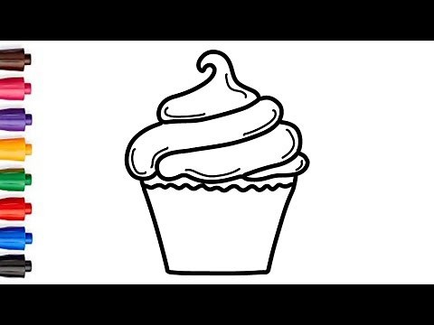 How to Draw a Cupcake Easy - Drawing and Coloring 3 Cupcake for Kids