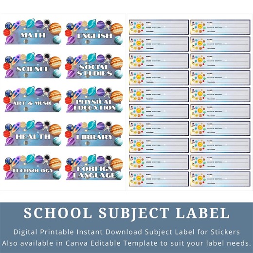 Cute Character Subject Labels | Canva Editable Template | Digital Download for All Ages | Printable | Fun School Notebook or Planner Tags - Etsy Ireland