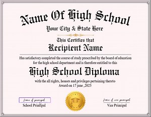 High School Diploma Template, Editable Home School Diploma, High School Diploma Template, Diploma Replica Template, Digital Download - Etsy