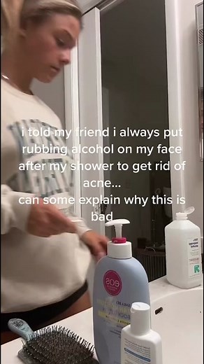 Just because it burns doesn’t mean it’s working 😬 I know exactly why she’s using rubbing alcohol, because I used to want to do ANYTHING that would help my acne, I can definitely relate with her 🫶🏼 Your face is SUPER sensitive, though and when you irritate it, it will actually cause it to breakout more 😕 Be gentle with your skin! #teamacne #acne #skincare #acnepositivity #skincaretips #skincarepositivity credits: unknown source (DM if you know)