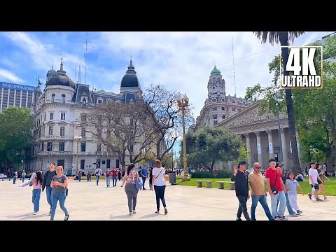 [4K] Downtown Buenos Aires Walking Tour | Beautiful Architecture & Historic Streets