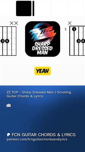 ZZ TOP - Sharp Dressed Man | Scrolling Guitar Chords & Lyrics #guitar #rock #music #zztop #bass