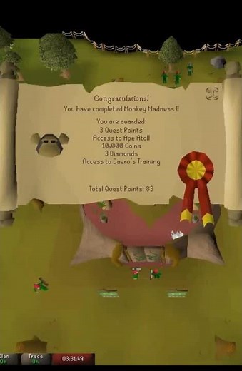 osrs Monkey Madness 1 Quest Completed 2026. #oldschoolrunescape #runescape