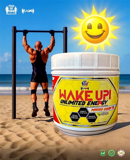 Wake Up. Level Up. Ryback’s Feed Me More Nutrition Wake Up Unlimited Energy is the number one stevia and monk fruit pre-workout energy drink in the world. This will put any of your Red Bulls, Monsters, Ghosts, or any other energy drink you’re hooked on to shame. It’s superior in every way. We don’t use any harmful artificial sweeteners or colors. We use more powerful, synergistic ingredients designed to not only give more energy, but elevate mood, enhance mental clarity, and provide clean, crash
