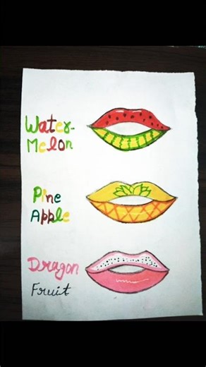 4 different types fruit lip drawing 🍉🍍 🍓 #artisticchannel #art #viralvideo #artsharmadurgesh