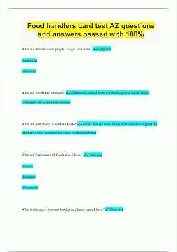 Food handlers card test AZ questions and answers passed with 100569