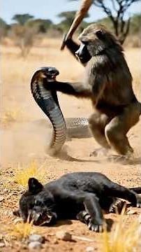 🐆 Baby Black Panther Poisoned by Cobra — Baboon Saves Its Life