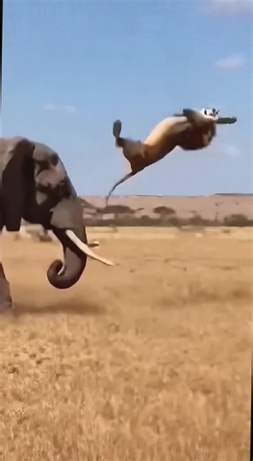 Elephants 🐘protecting children from flying lion🦁
