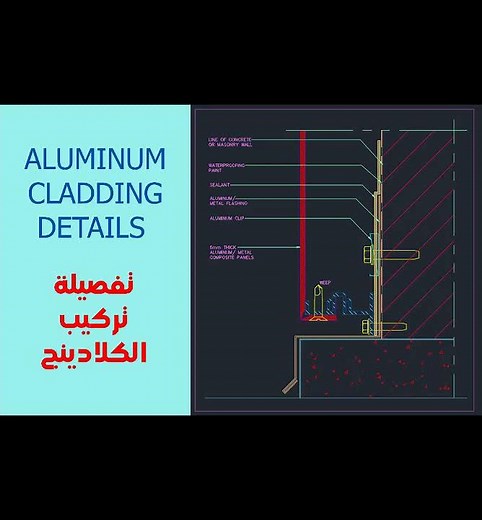 aluminum cladding details _ تفصيلة تركيب الكلادينج