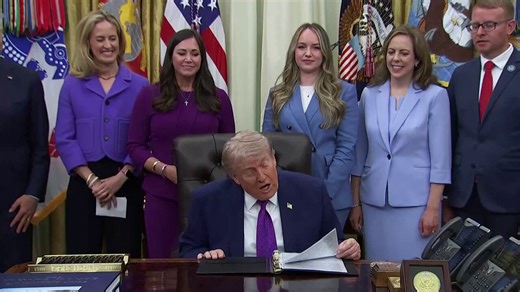 Trump to the women behind him: "You'll speak not too long because I am being waited on by a large group of generals. That's also important. Having to do with the absolutely country of Irun. That's the way they pronounce it."