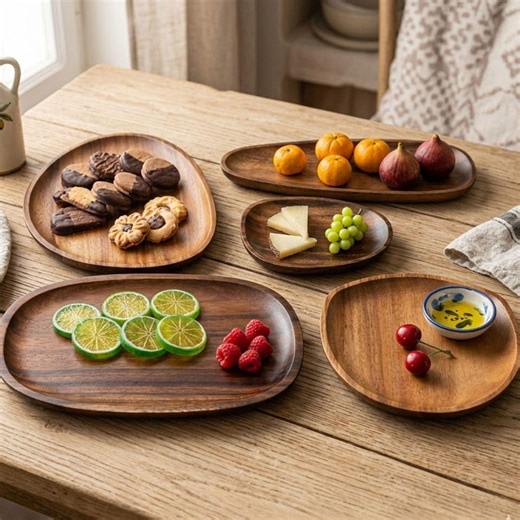 Handcrafted Wooden Serving Plates Set – Rustic Spanish Style Walnut Platters for Kitchen & Dining Decor - Etsy