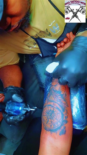 compass tattoo designs #dinhotattoo #abudhabi #viralvideo #clean best tattoo Good prices