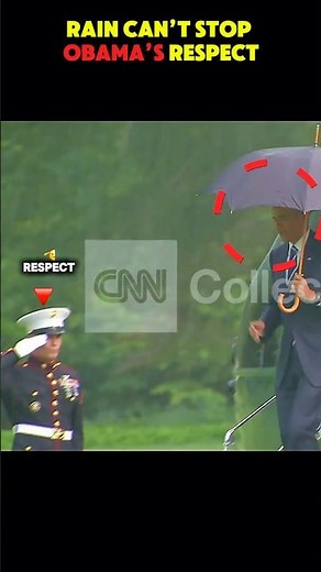 Obama salutes security in the storm. 🫡🌧️