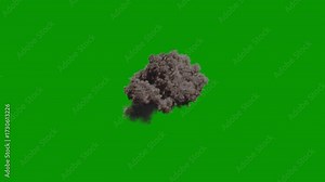 Large explosion from overhead, 4k 24p, green screen for transparent background