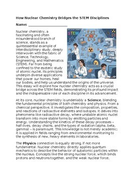 Nuclear Chemistry & STEM - No Prep -Science Reading Worksheet - 100% Editable