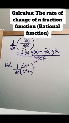 Calculus: The rate of change of a fraction function (Rational function). In business calculus, the toy problem for this is the rate of change function of the Avarage cost function AVC(x) = Total Cost / number of units produced. This function is called marginal average cost function!