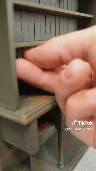 Distressing and adding hardware 🌟 #miniatures #dollhouse #dollhouseminiatures #12thscale #alisonjrdollhouse #victorianhouse #victoriandollhouse #dollhousekit #diy #dollhouseprocess