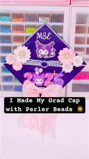 I Made My Grad Cap with Perler Beads 😍#graduation #graduationcap #perlerbeads