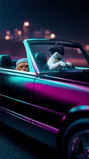 Two gangster cats pull a drive‑thru heist and drift away