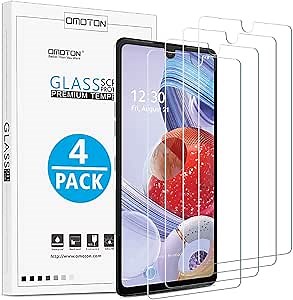 OMOTON Screen Protector for LG Stylo 6 - Bubble Free Scratch Resist Tempered Glass for LG Stylo 6 6.8 Inch (4 Pack)