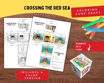 Crossing the Red Sea Coloring Cube – Moses Red Sea Printable Craft for Sunday
