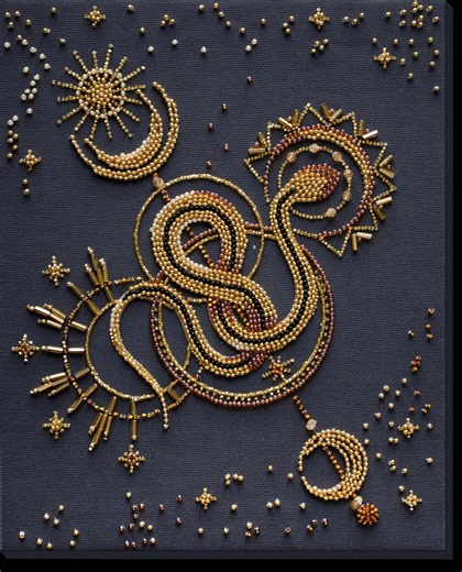 Bead Embroidery Kit Golden Talisman Snake Abris Art Craft With Preciosa Beads - Etsy