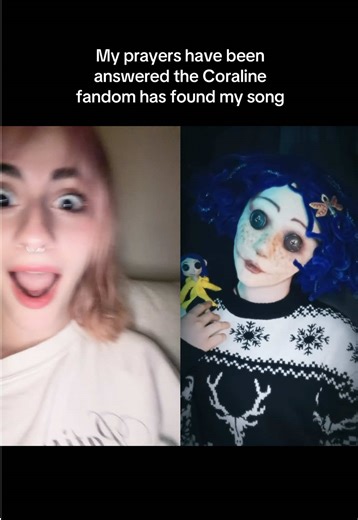 #duet with @ash_cosp_crafts #coralinedollcosplay WOWWWWW THE WIG ???? Oh my gosh yall are so cool #coraline #trend