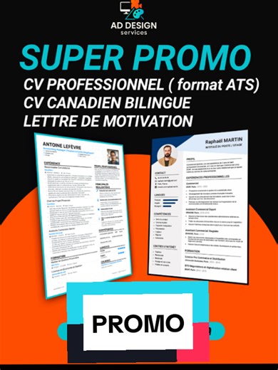 Y'a pas meilleur que AD DESIGN services en matière de bon cv répondant à toutes les exigences requises. Créativité Professionnalisme Expérience= AD DESIGN services